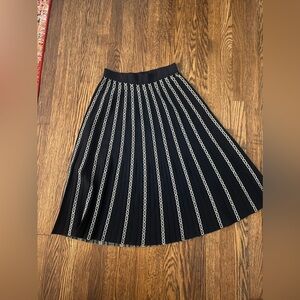 Tory Burch Gemini Link Navy & White Knit Midi Skirt